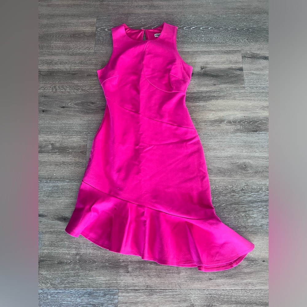 NWOT Hot Pink Body-con Asymmetrical Dress XS